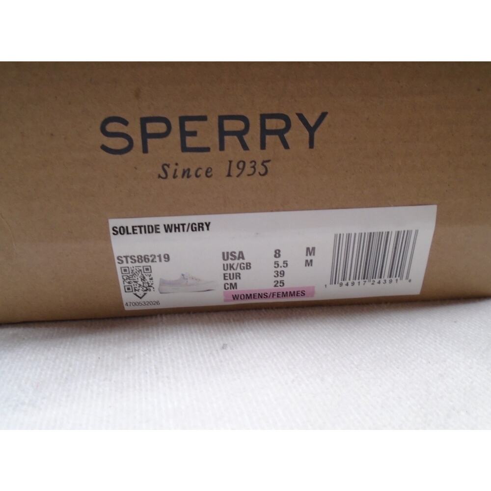 Sperry Shoes Womens 8 Soletide Casual Low Sneakers STS86219 White Grey Leather - Picture 6 of 6